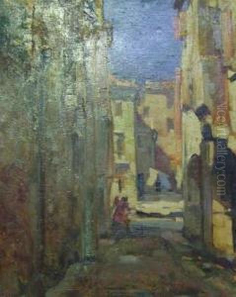 Rue De Venise Oil Painting by Attilio Bozzato