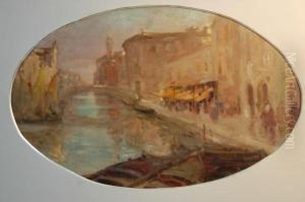 Canale Veneziano Oil Painting by Attilio Bozzato