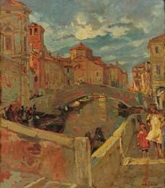 Veduta Di Chioggia Oil Painting by Attilio Bozzato