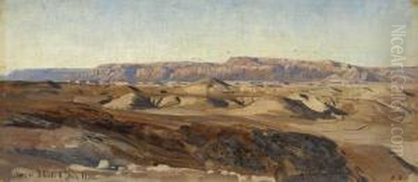 Blick Vom Jordantal Auf Das Moab-gebirge Oil Painting by Eugen Felix Prosper Bracht