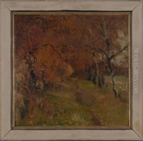 Herbstliche Allee Bei Nedlitz Oil Painting by Eugen Felix Prosper Bracht