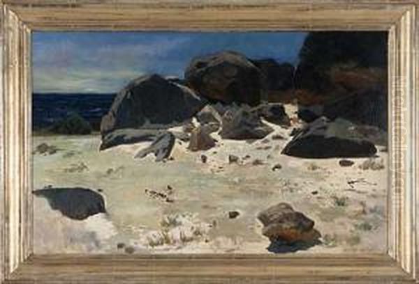 Mittagssonne Uber Strand Mit Felsen Oil Painting by Eugen Felix Prosper Bracht