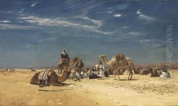 Rast In Der Araba (petraisches Arabien) Oil Painting by Eugen Felix Prosper Bracht