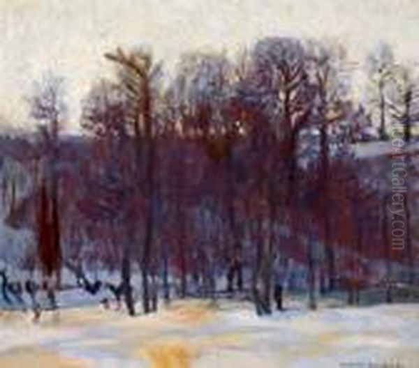 Abendstimmung Im Schnee Oil Painting by Eugen Felix Prosper Bracht