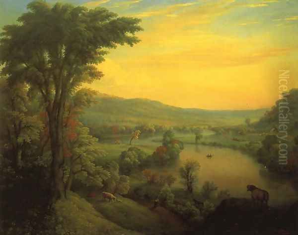 View of the Mohawk near Little Falls Oil Painting by Manneville (Elihu Dearing) Brown