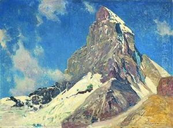 Das Matterhorn Von
 Nordosten. Oil Painting by Eugen Felix Prosper Bracht