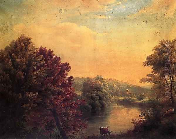 View on Mohawk from Frankford Road Oil Painting by Manneville (Elihu Dearing) Brown