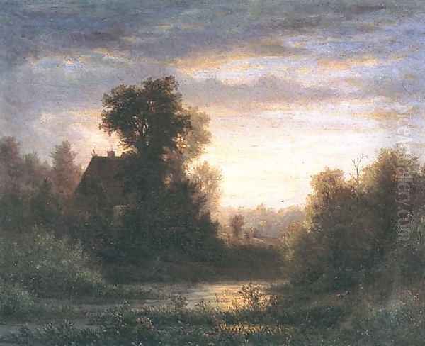 Evening Landscape Oil Painting by Hermann Brinckmann