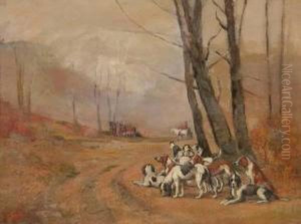 Foxhounds Oil Painting by Sydney Lawrence Brackett