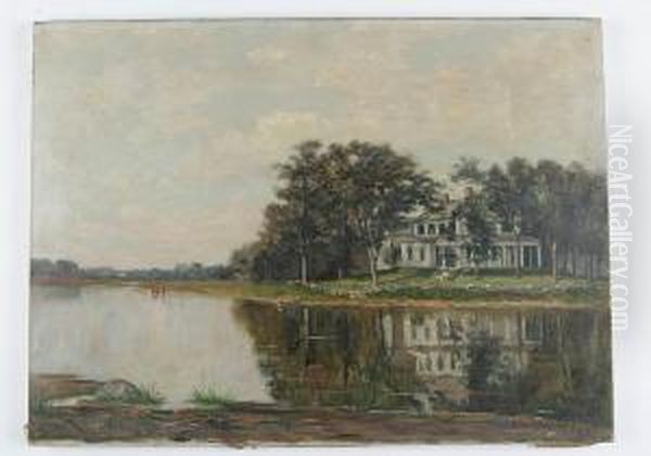 House On A Lake Oil Painting by Sydney Lawrence Brackett