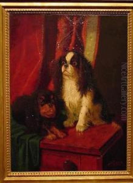 Toy Spaniels Oil Painting by Sydney Lawrence Brackett