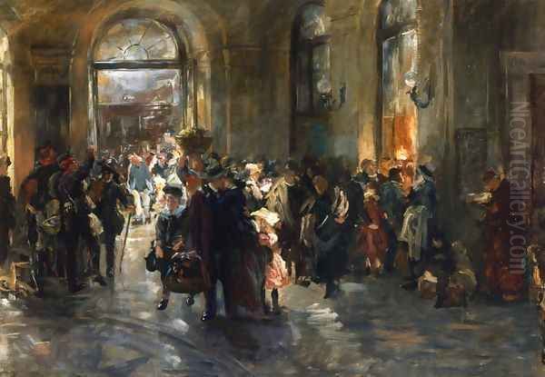 At the Station Oil Painting by Ferdinand Brutt