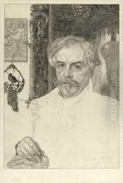 Edmond De Goncourt. Oil Painting by Felix Bracquemond