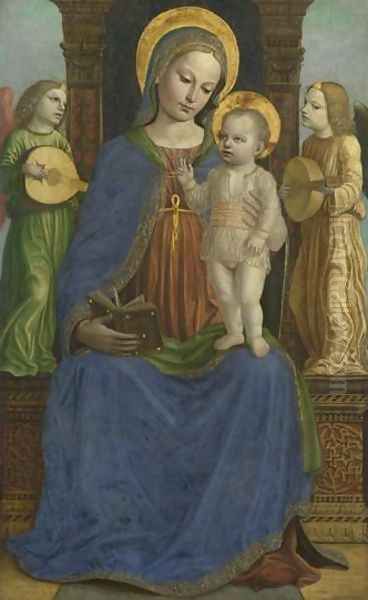 The Virgin and Child with Two Angels 1490-95 Oil Painting by Bernadino Bergognone