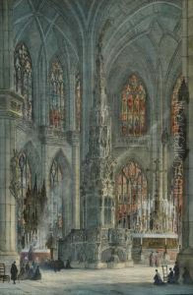 Nurnberg Cathedral Interior Oil Painting by Paul Braddon