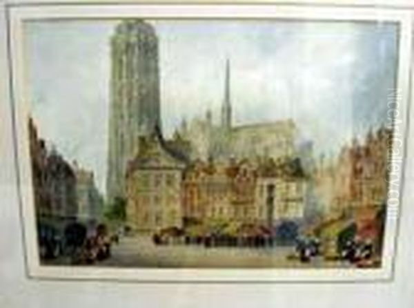 Watercolour, Birmingham Street 
Scene Entitled 