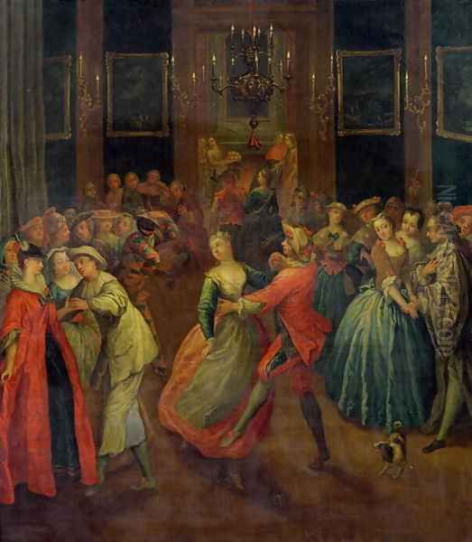 The Costume Ball Oil Painting by Henri J. van Blarenberghe