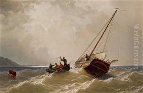 Tow Boat And Sloop Oil Painting by William Bradford