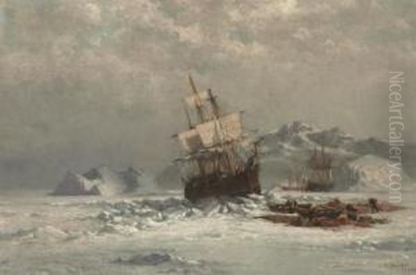 Locked In Ice Oil Painting by William Bradford