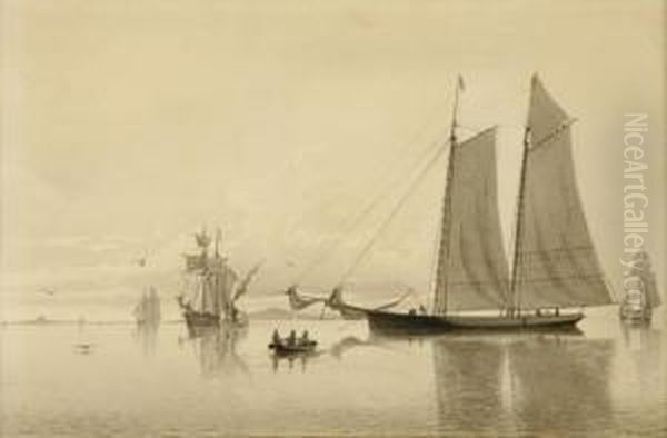 Schooner Yacht 'bessie' Off Newport, Circa Oil Painting by William Bradford