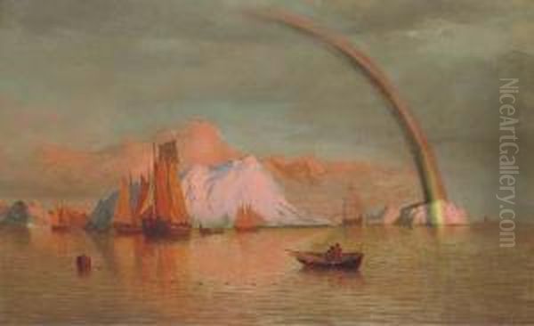 Arctic Sunset With Rainbow Oil Painting by William Bradford