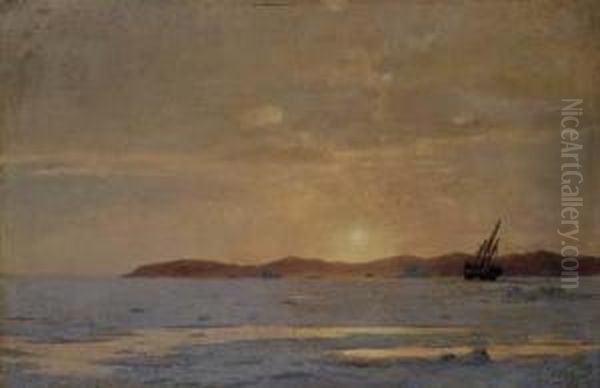 Coastal Sunset Oil Painting by William Bradford