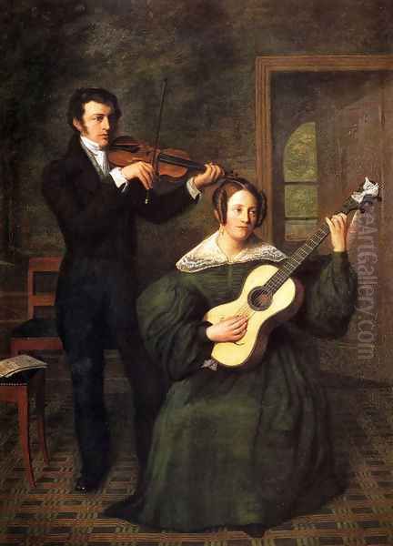 The Duet Oil Painting by Cornelis Bernardus Buijs