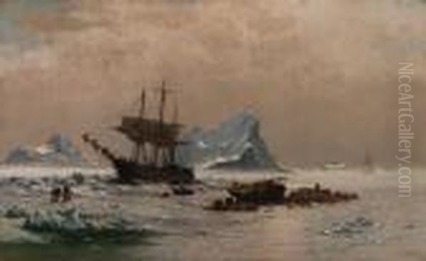 Among The Ice Floes Oil Painting by William Bradford