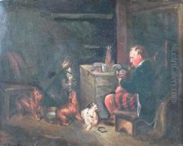 the Scotsman And His Hounds Oil Painting by Basil Bradley