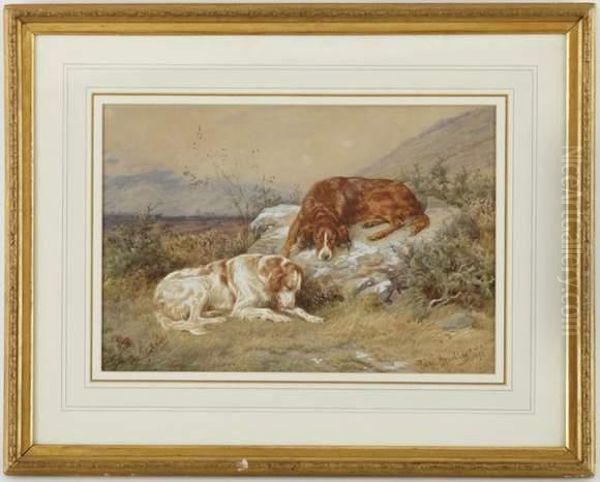 Deux Epagneuls Breton Dans Un Paysage Oil Painting by Basil Bradley