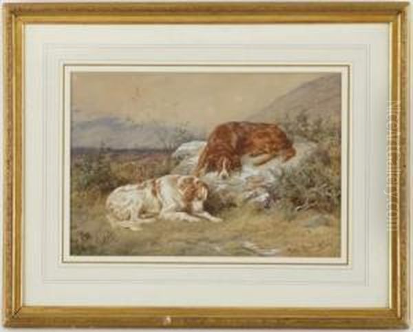 Deux Epagneuls Bretons Dans Un Paysage Oil Painting by Basil Bradley