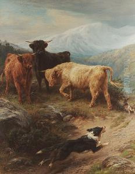 A Highland Incident Oil Painting by Basil Bradley