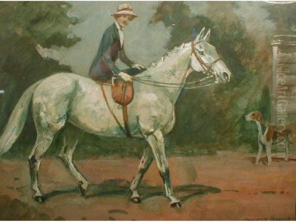 Lady On A Grey Oil Painting by Cuthbert Bradley