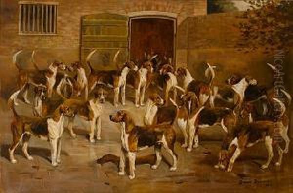 The Ledbury Hounds Oil Painting by Cuthbert Bradley