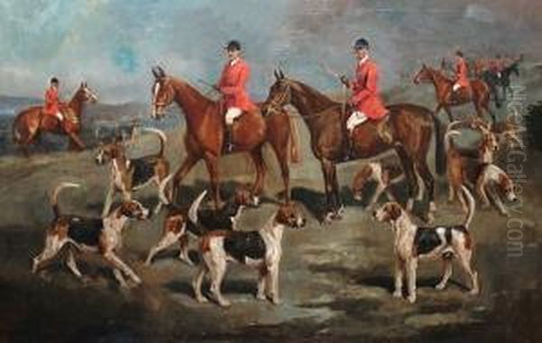 The Croome Hunt 1925-26 Oil Painting by Cuthbert Bradley