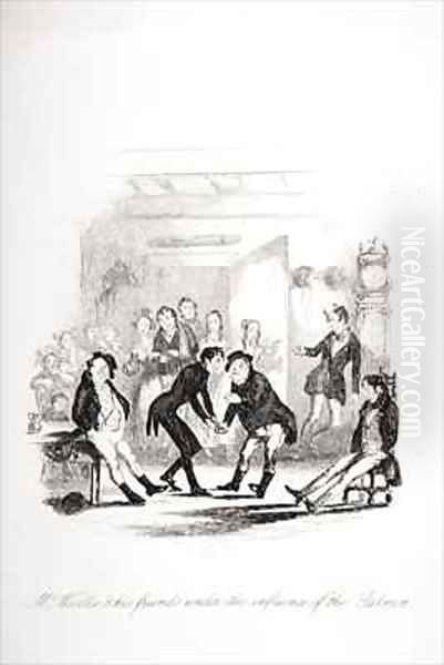 Mr. Wardle and his friends under the influence of the salmon Oil Painting by Hablot Knight Browne