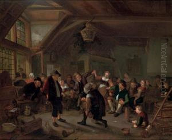 Villagers Making Merry In A Tavern Oil Painting by Richard Brakenburgh