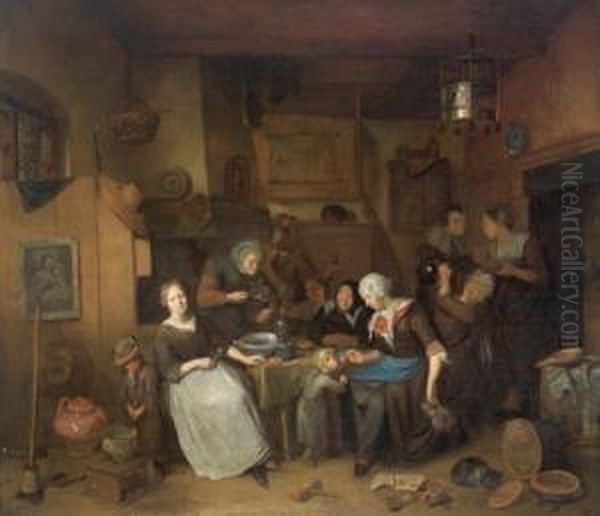 A Durante Il Pranzo Oil Painting by Richard Brakenburgh