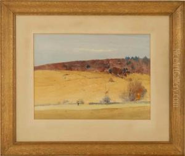 Fall Landscape With Figure Oil Painting by Clarence E. Braley