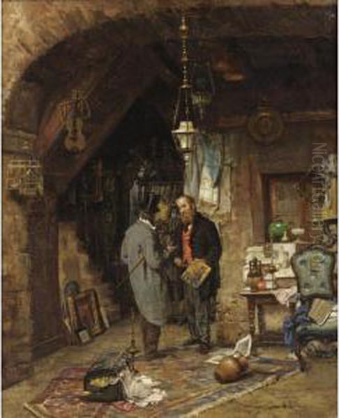 La Bottega Dell'antiquario Oil Painting by Ferdinando Brambilla