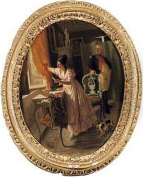 La Lettera Oil Painting by Ferdinando Brambilla