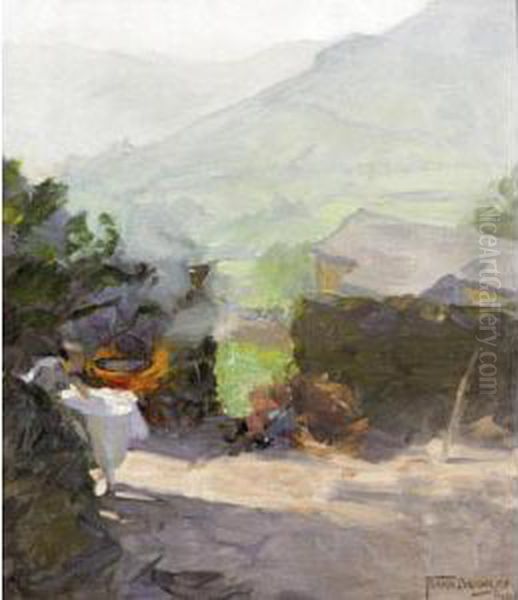 The Camp Oil Painting by Frank Bramley