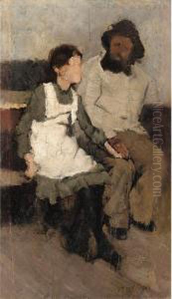 Le Vieux Marin Et Sa Petite Fille Oil Painting by Frank Bramley