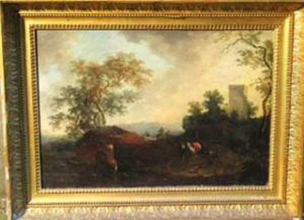 Landscape With Travellers Oil Painting by Johann Christian Brand