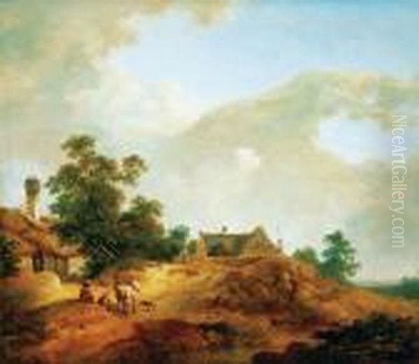 Landscape With Resting Figure, Late 1750s Oil Painting by Johann Christian Brand