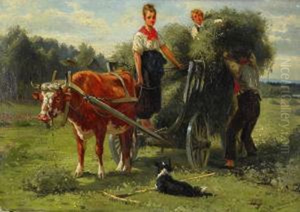 Hobargning Oil Painting by Gustaf Brandelius