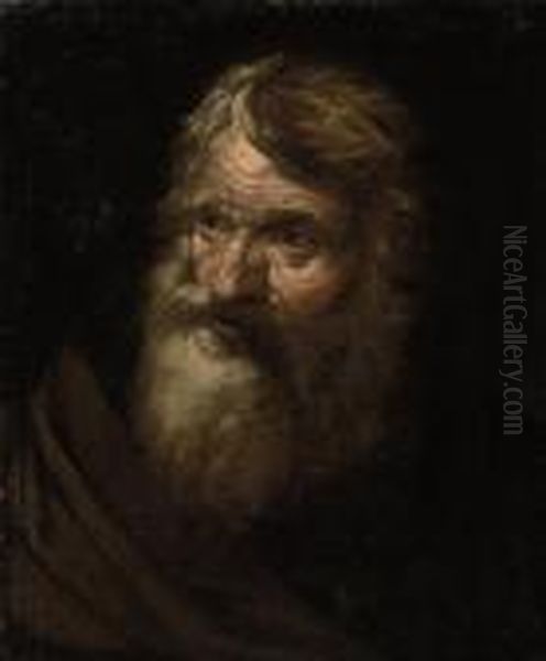 Head Study Of A Bearded Man Oil Painting by Giacinto Brandi