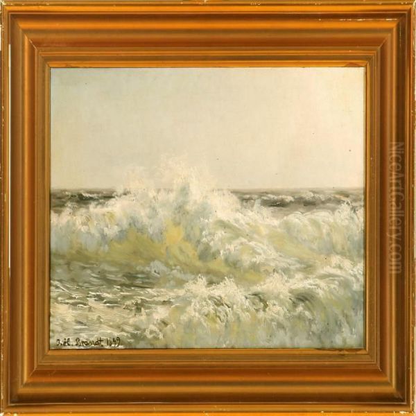 Breakers Along The Coast Oil Painting by I.H. Brandt