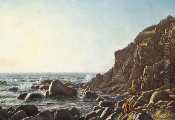 Dusk On The Shore, Bornholm Island Oil Painting by Johannes Herman Brandt