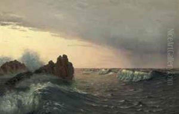 Breaking Waves Oil Painting by Johannes Herman Brandt